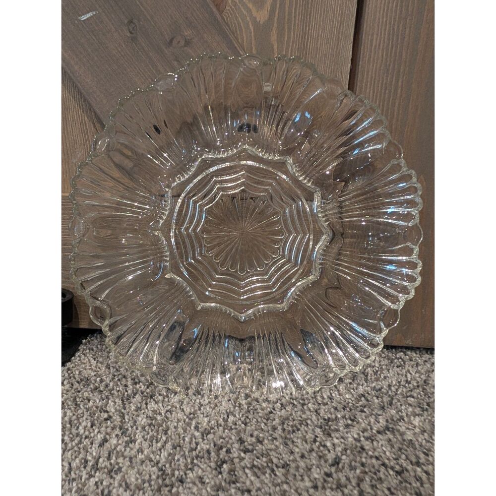 Vintage Anchor Hocking Fairfield Clear Glass Deviled Egg Plate 10 Inch Platter
